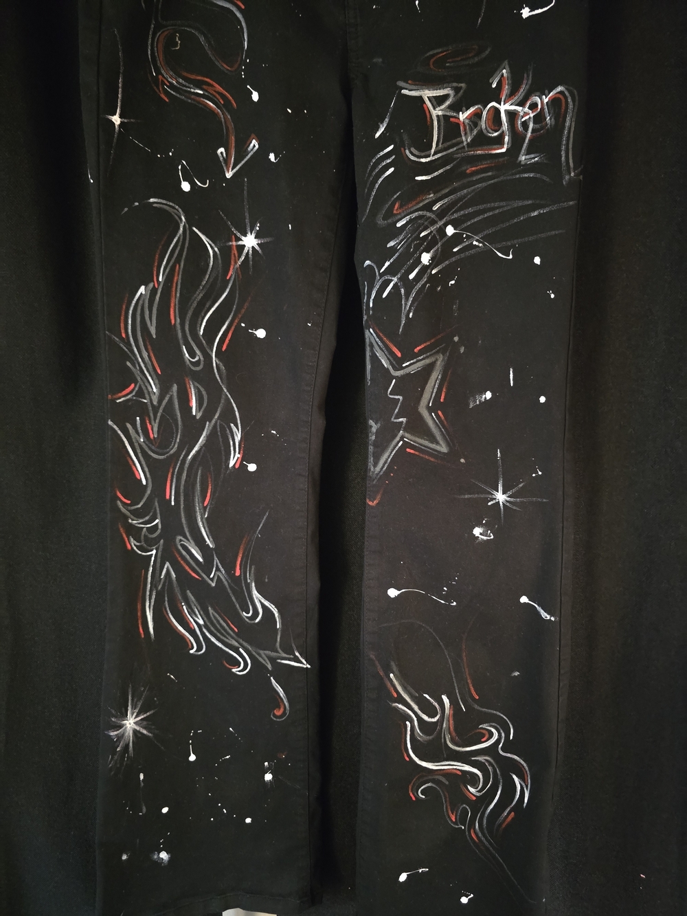 GLO Black Flare Handpainted Jeans